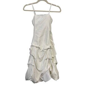 Vintage 90s Tiptop Bridal Dress Size 10 Sleeveless Ruffle Tiered Skirt Bow Weddi